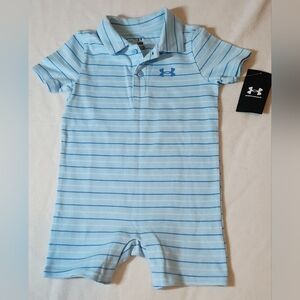 Under Armour Light Blue Striped Toddler Baby Boy Romper 24 Months NWT